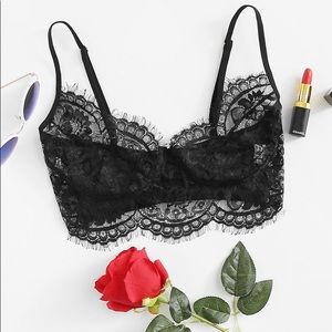 Black eyelash lace bralette